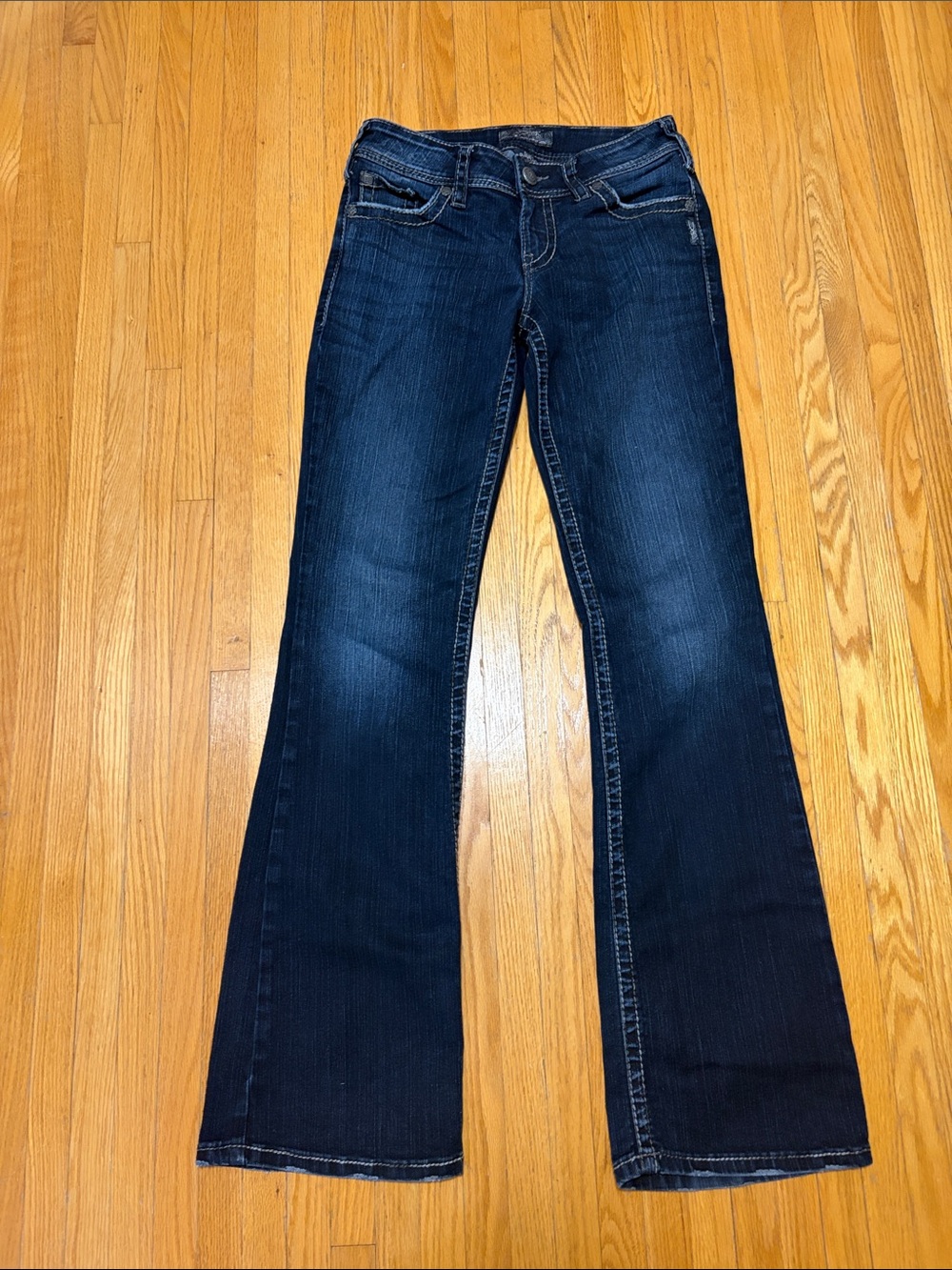 27x34 Silver Jeans Dark Blue Flare Jeans